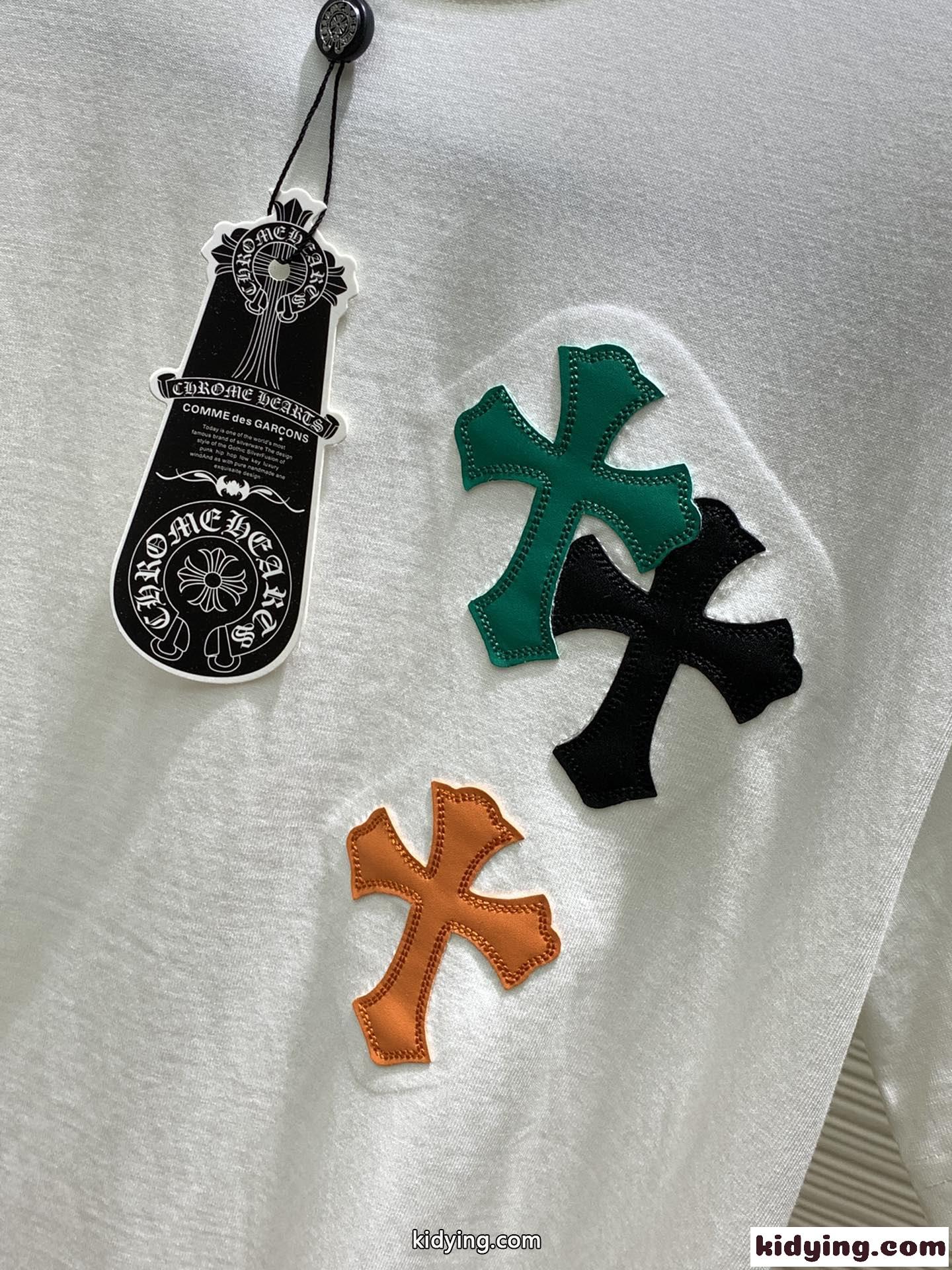 クロスパッチ クルーネック 半袖Tシャツ クロムハーツ Tシャツ コピー ホワイト-2
