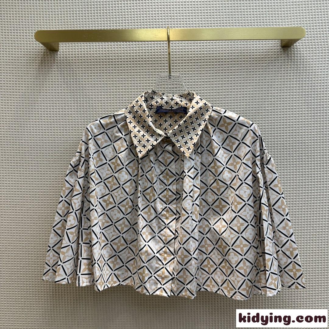 LV バイ・ザ・プール モノグラムタイルケープブラウス ルイヴィトン シャツ コピー レディース-0