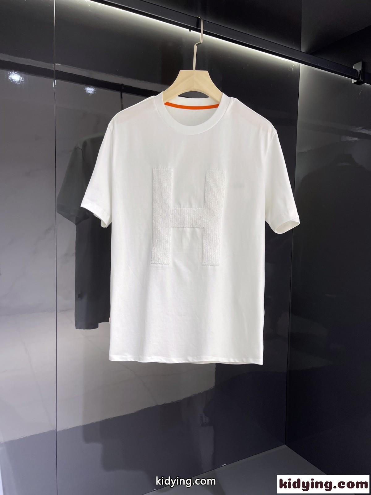 おしゃれ カジュアル 通気 快適 エルメス 半袖tシャツ コピー クルーネック コットン トップス-1