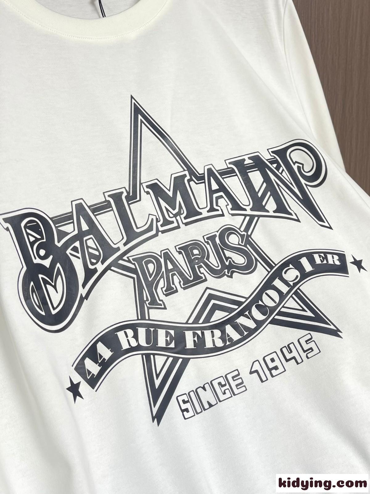 Balmain スター プリント 半袖Tシャツ バルマン Tシャツ コピー ホワイト-2