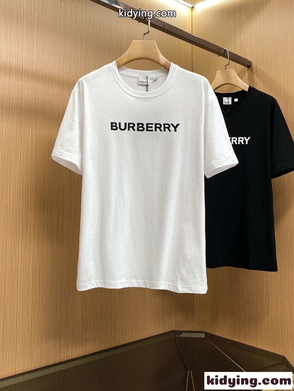 ユニセックス シンプ ル ロゴプリント コットン バーバリー Tシャツ コピー 半袖 クルーネック トップス-0