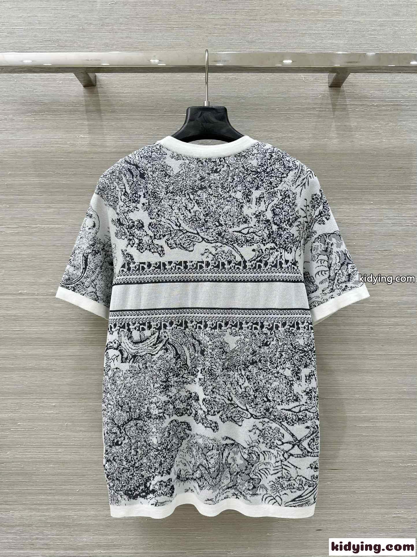 エレガント 半袖ニット クルーネック クリスチャン・ディオール Tシャツ 偽物 ブラック-4