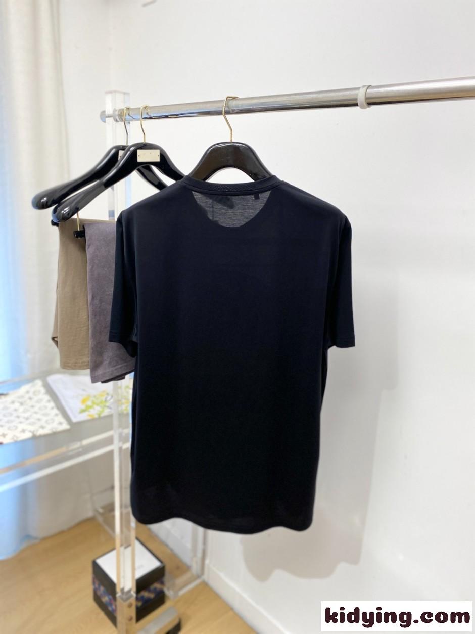 お洒落 プリント 半袖Tシャツ エルメス Tシャツ 偽物 クルーネック ブラック-4