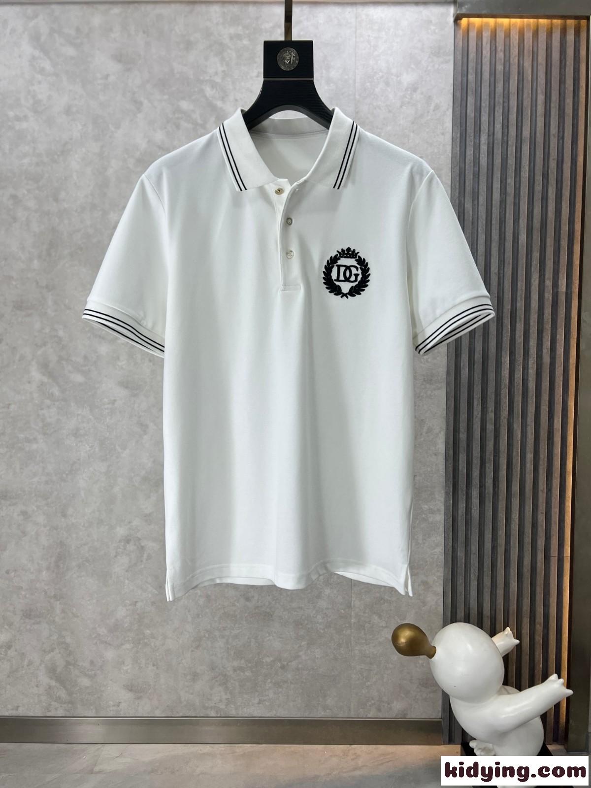 定番 ドルチェ&ガッバーナ Tシャツ コピー コットンピケ 半袖 ポロシャツ ホワイト-0