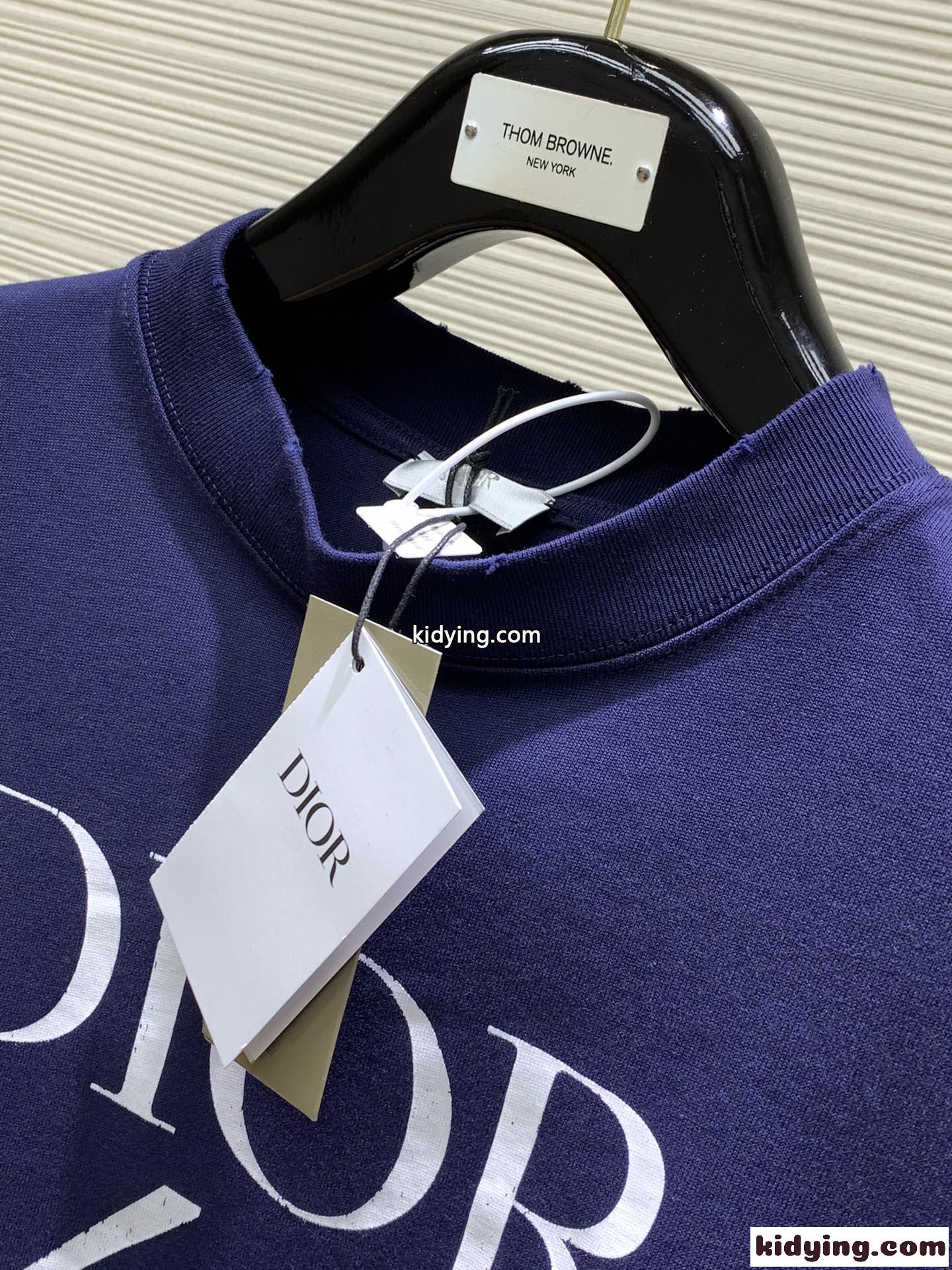 人気 カジュアル ロゴ 半袖Tシャツ クリスチャン・ディオール Tシャツ コピー ネイビー-1