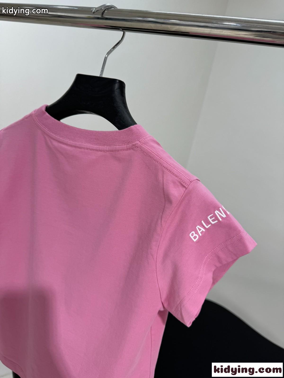 カジュアル フェンミン コンパクト 半袖Tシャツ バレンシアガ Tシャツ コピー ピンク-3