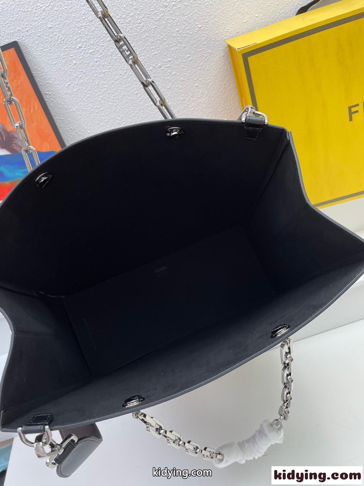 Fendi Pack ミディアム ショッピングバッグ フェンディ バッグ コピー レディース ブラック-4