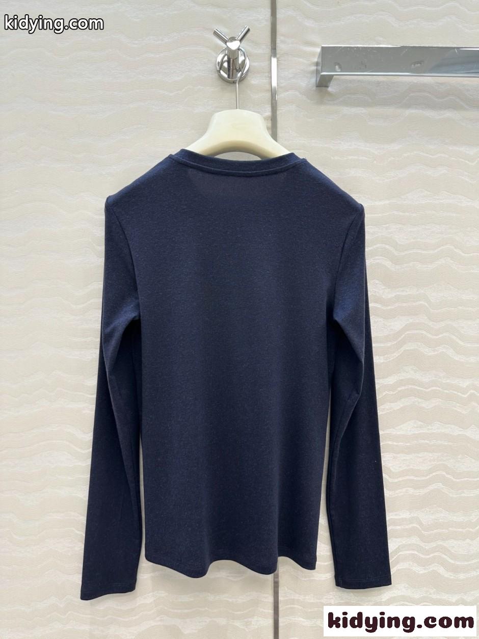 アナグラム刺繍 ロエベ Tシャツ 偽物 シンプル 長袖Tシャツ トップス-4