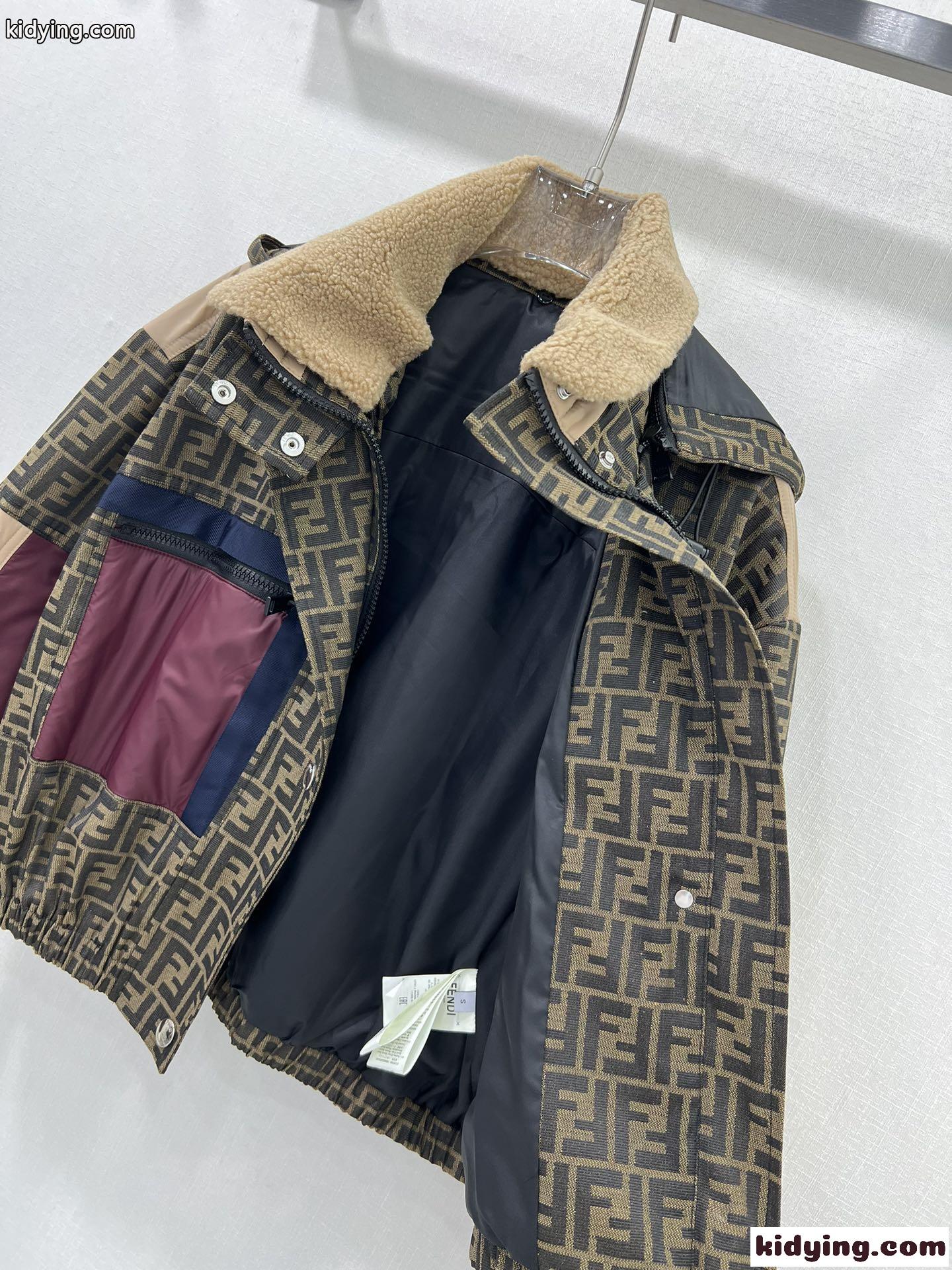 お洒落 異素材 切り替え フード付きブルゾン フェンディ ジャケット コピー レディース-2