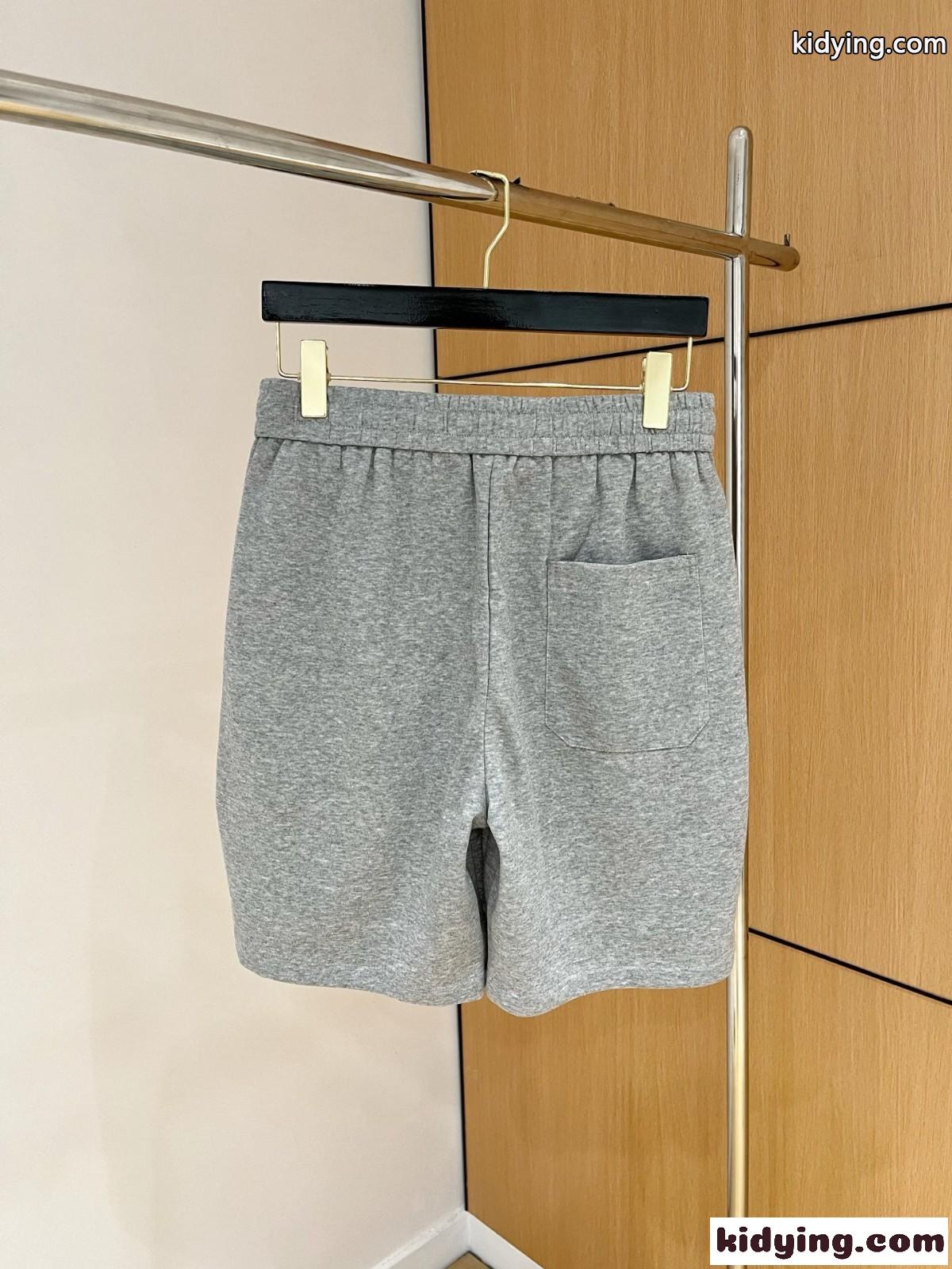 カジュアル おしゃれ チェックトリム ショートパンツ バーバリー パンツ コピー グレー-4