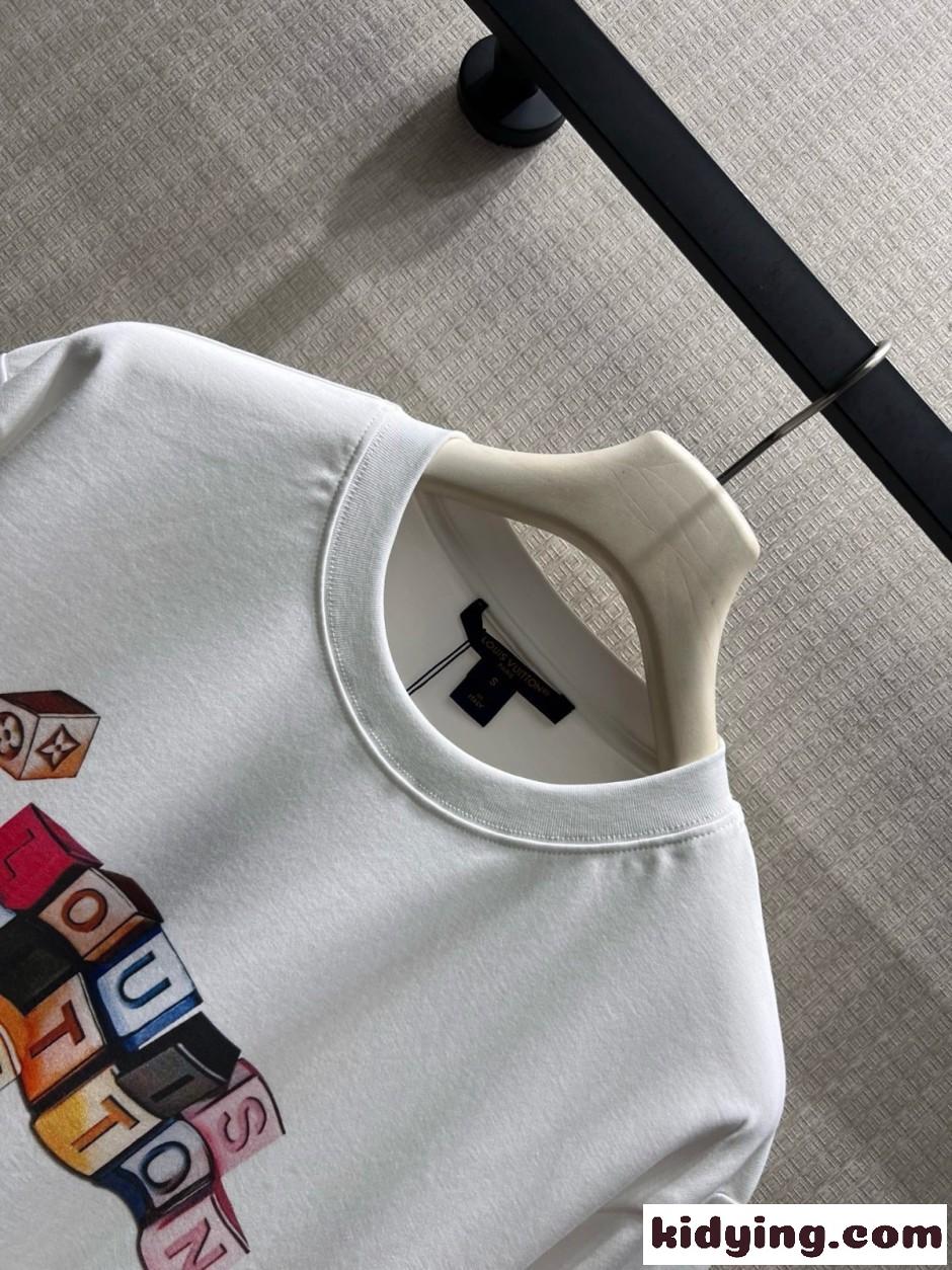 シグネチャーブロックTシャツ コットン ルイ・ヴィトン Tシャツ コピー-2
