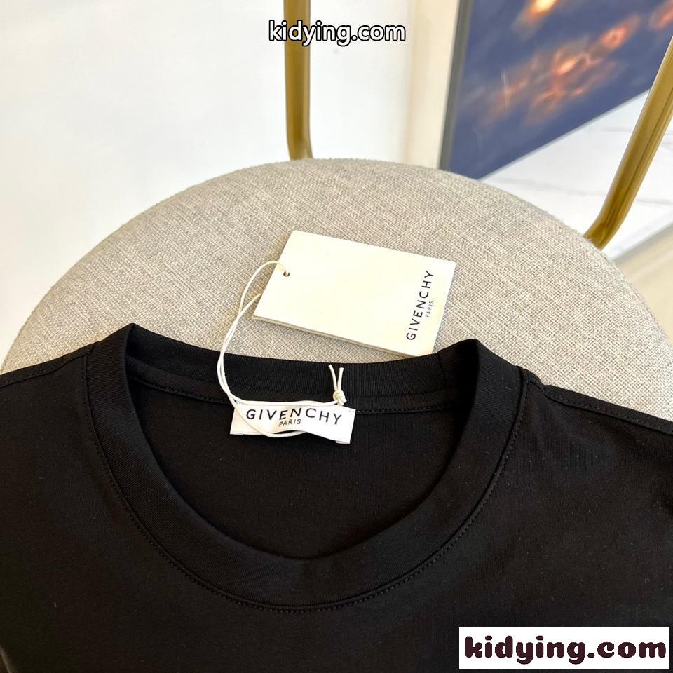 ベーシック クルーネック プリント コットン ジバンシィ Tシャツ コピー 半袖 ブラック-3