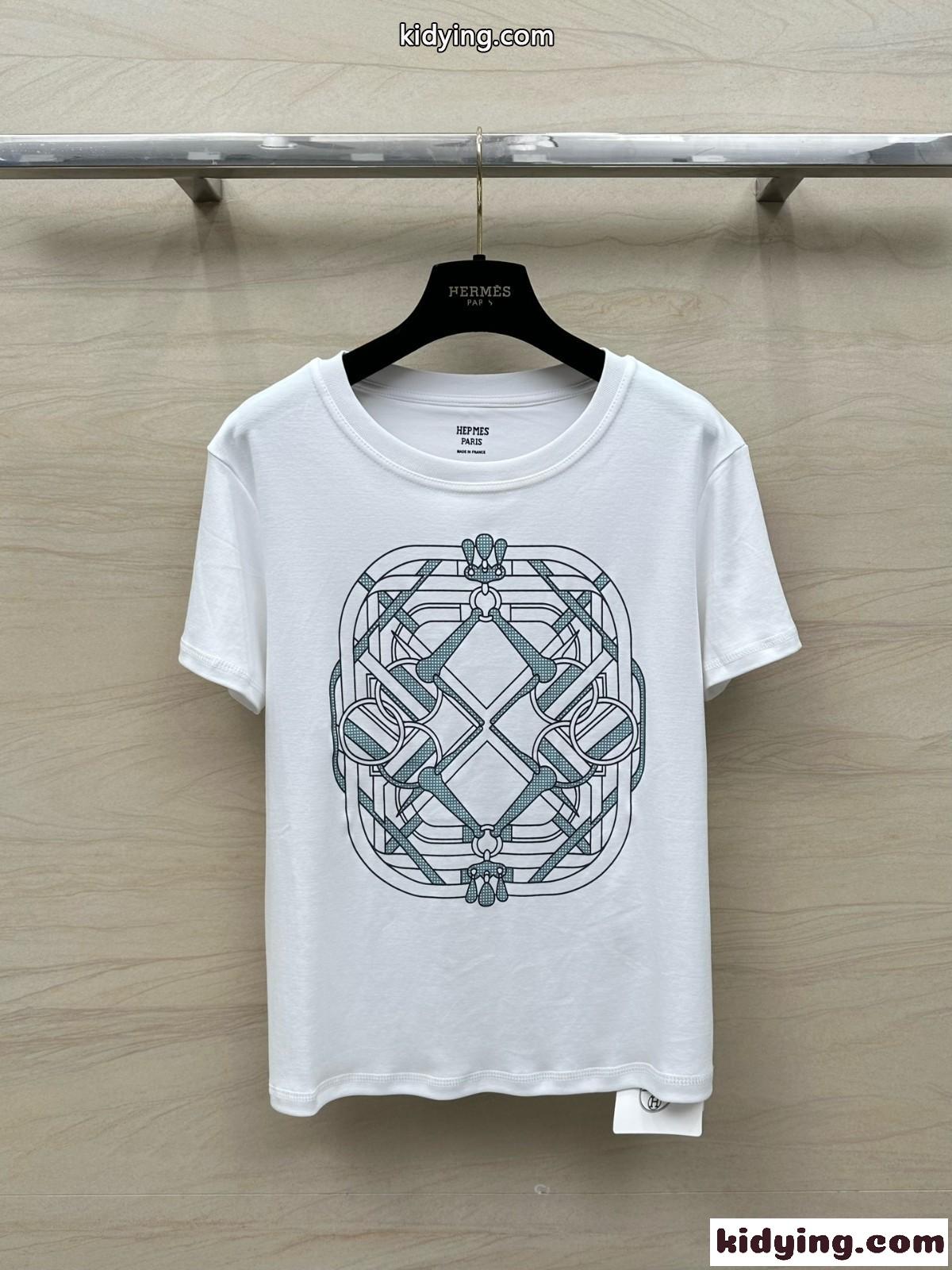 大人気 使い勝手の良い 半袖Tシャツ エルメス Tシャツ コピー ホワイト-2
