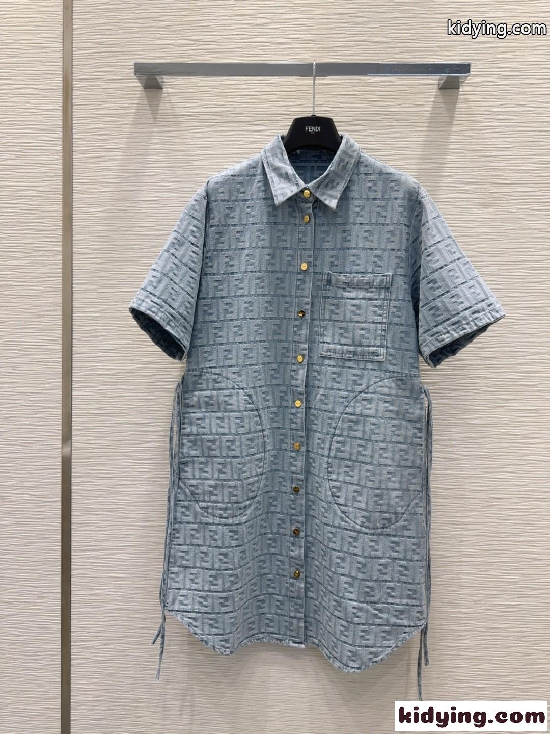FFモチーフ総柄 デニムドレス フェンディ ワンピース スーパーコピー-1