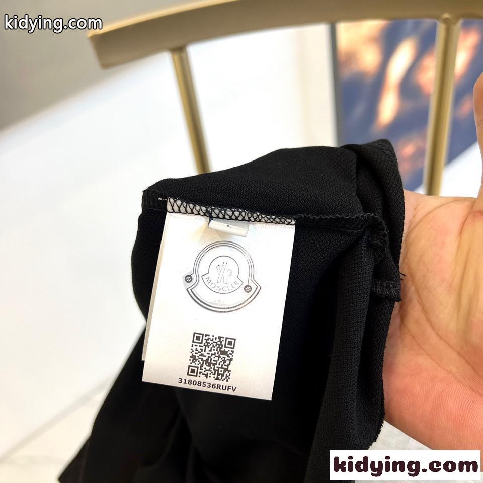 クラシック コットンピケ ポロシャツ モンクレール 半袖Tシャツ コピー ブラック-3