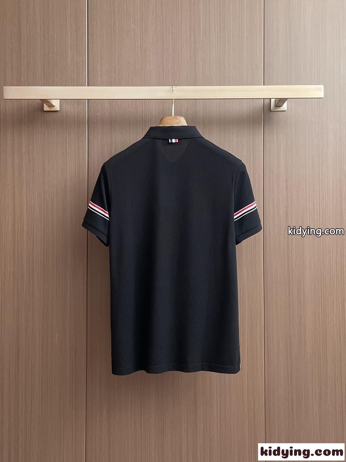 トムブラウン Tシャツ コピー カジュアル コットン 半袖ポロシャツ ブラック-4