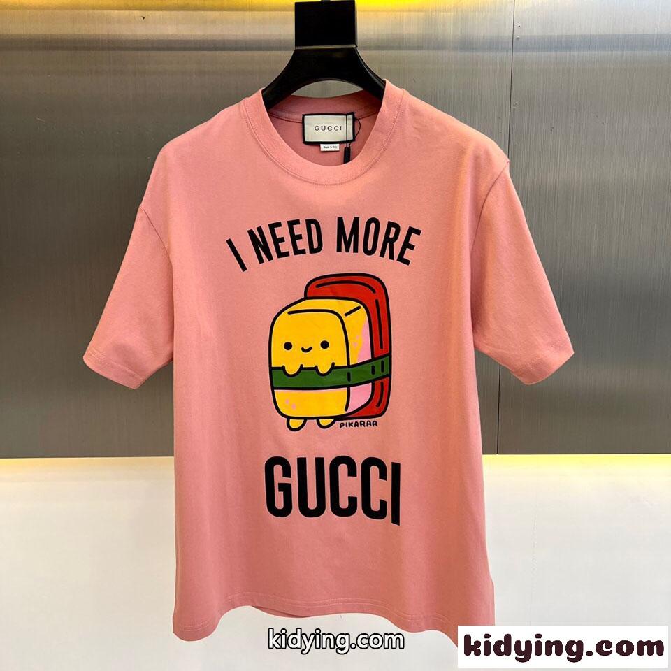 男女兼用 可愛い アニマルプリント 半袖Tシャツ グッチ Tシャツ コピー ピンク-0