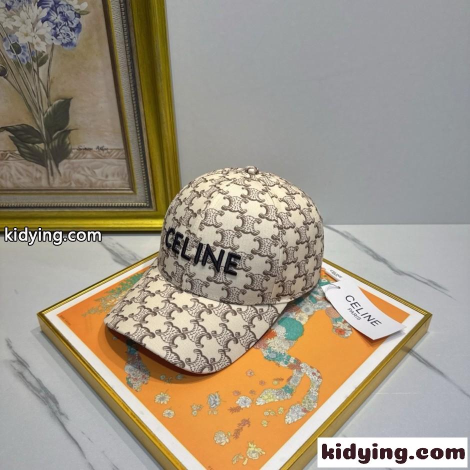 セリーヌ キャップ 偽物 ベースボールキャップ トリオンフ総柄 ロゴ刺繍-1