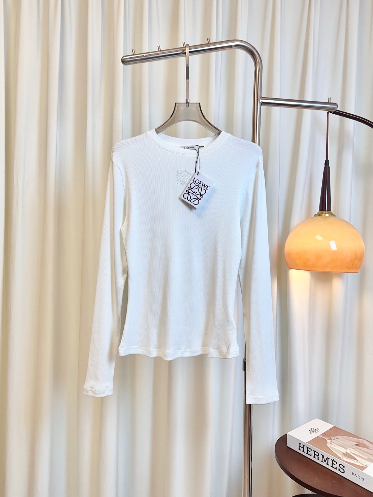 アナグラム リブ 長袖Tシャツ ロエベ Tシャツ 偽物 合わせやすい ホワイト-0