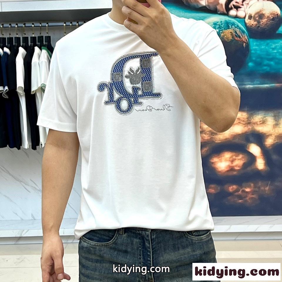 上品 カジュアル コットン ロゴTシャツ クリスチャン・ディオール Tシャツ 偽物 ホワイト-1