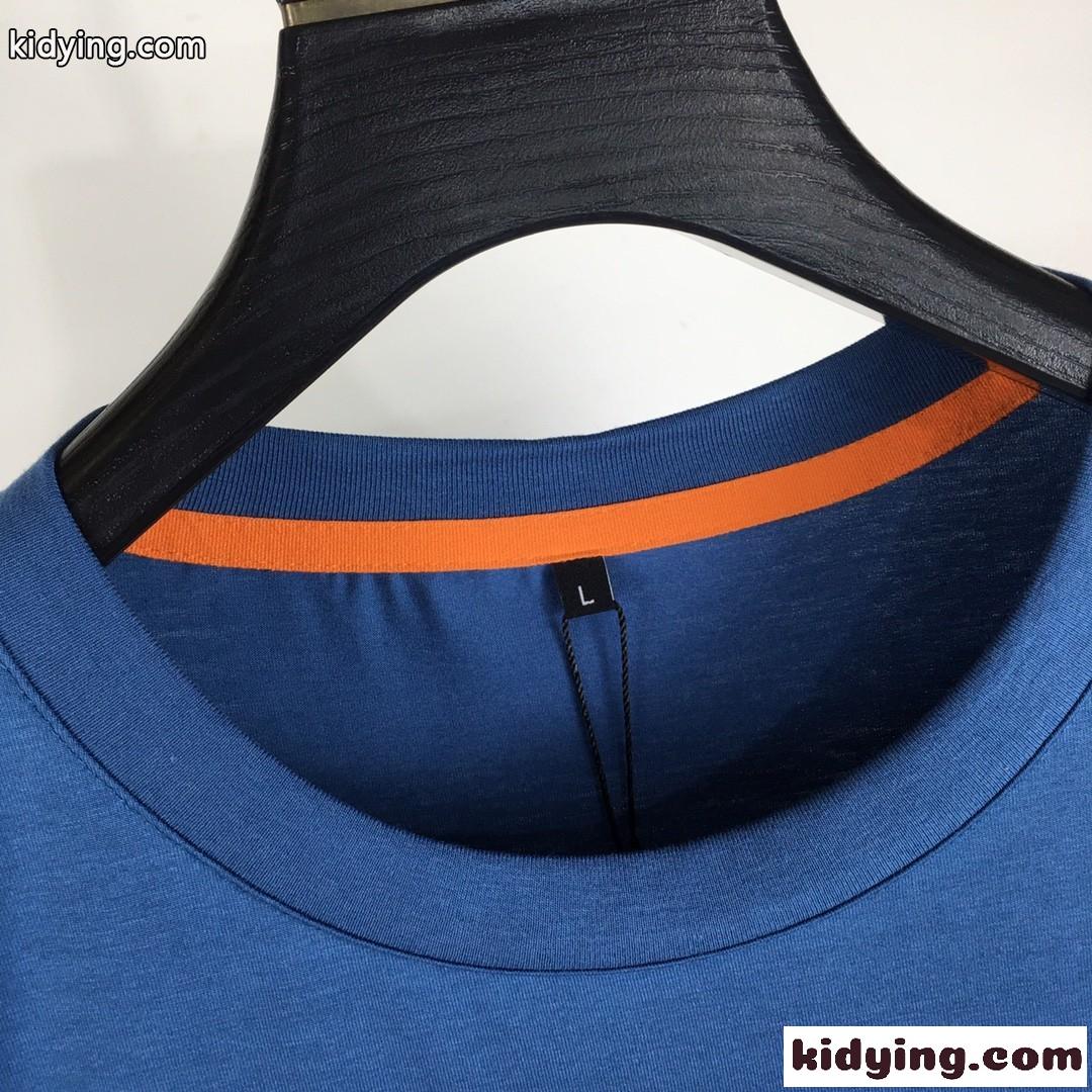 エンボスロゴ シルケットコットン 半袖Tシャツ ヒューゴ・ボス Tシャツ コピー ブルー-2