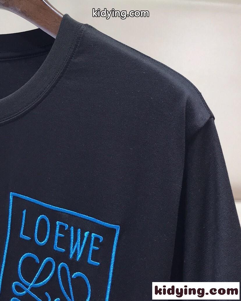 ベーシック 2色 アナグラム フェイクポケット 刺繍入り ロエベ Tシャツ コピー クルーネック-1