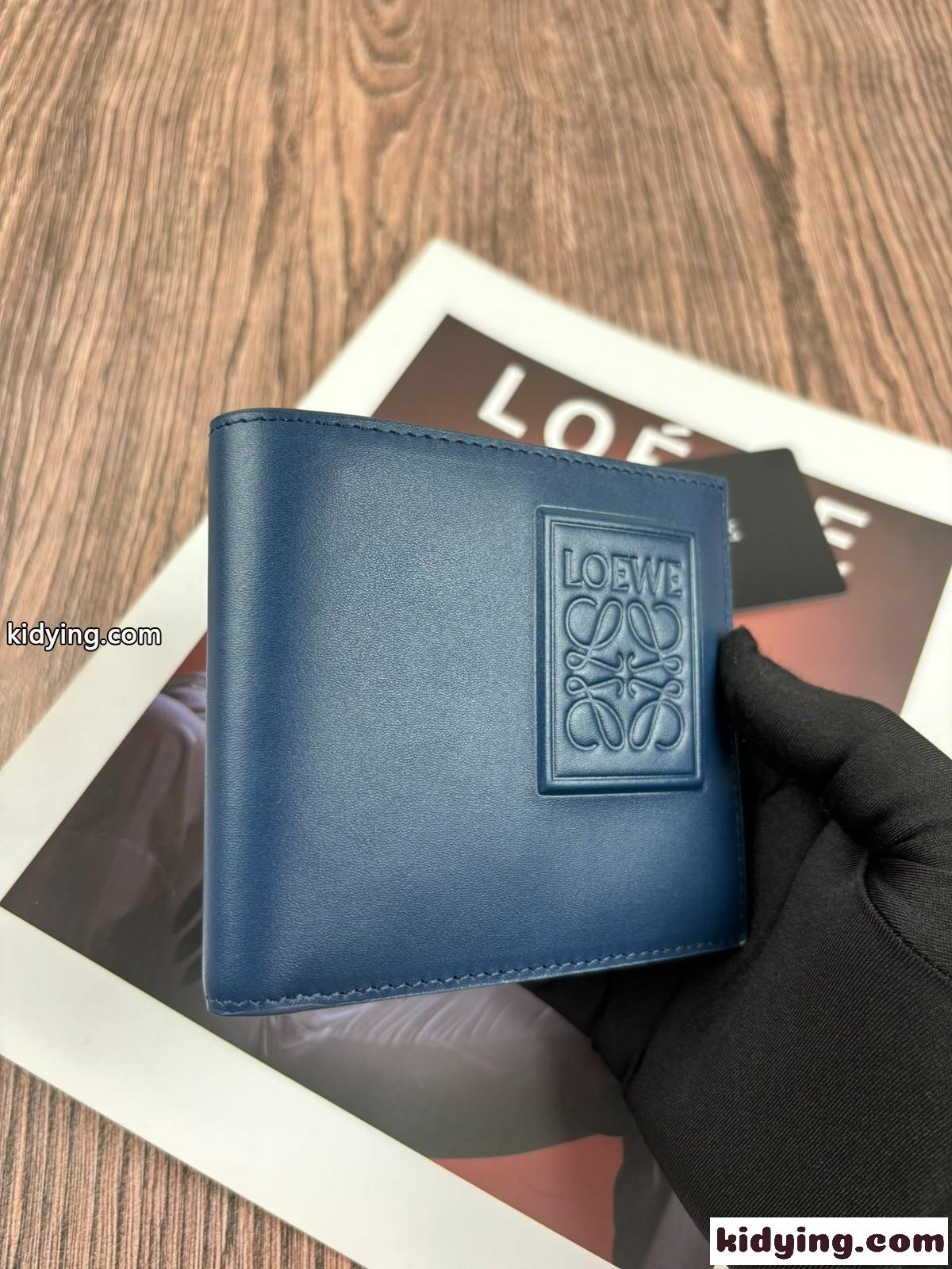 定番 人気 2つ折り財布 ロエベ 財布 コピー コンパクト ウォレット ブルー-4