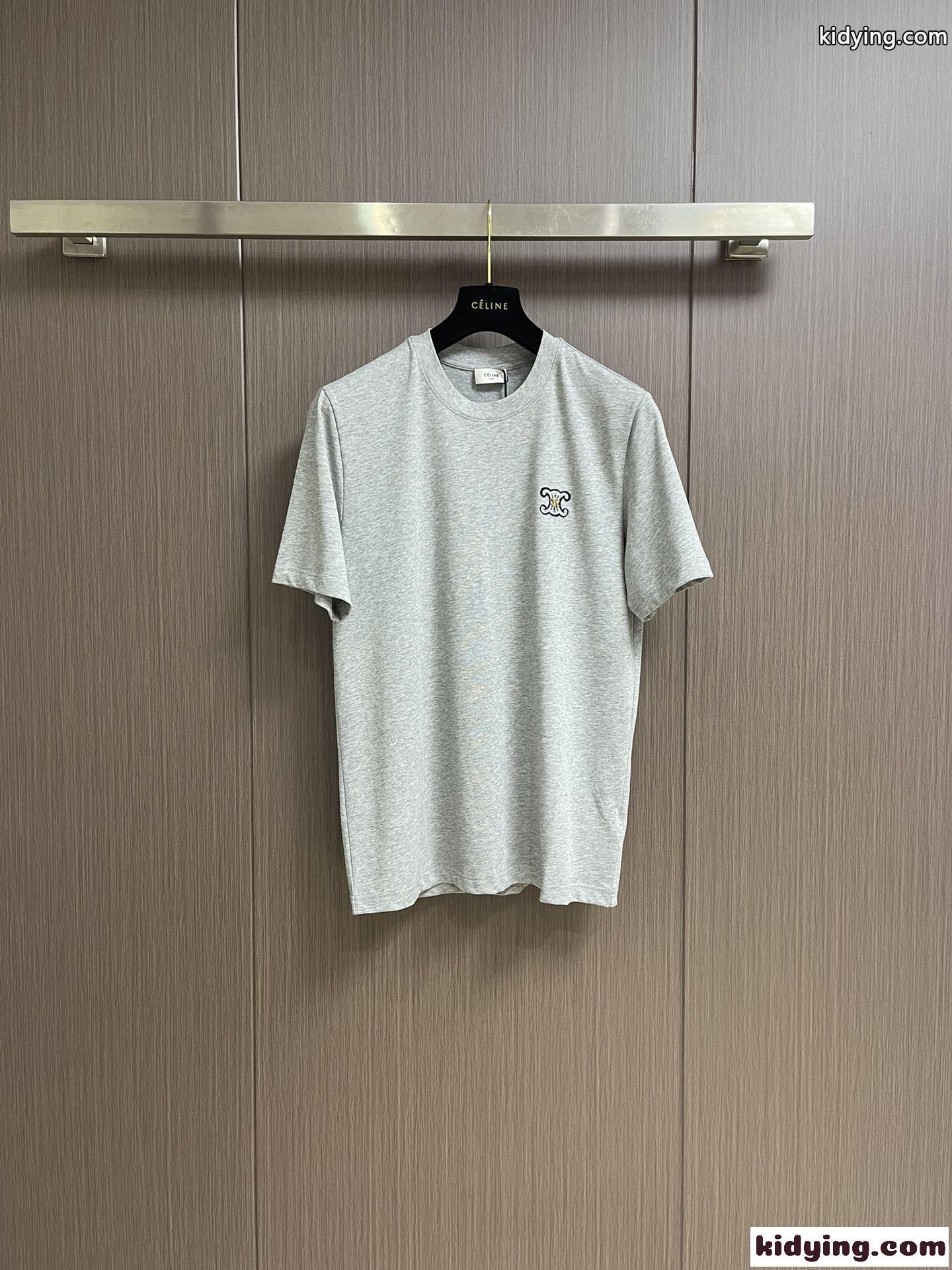 シンプル トリオンフ コットン 半袖Tシャツ セリーヌ Tシャツ コピー クルーネック-1