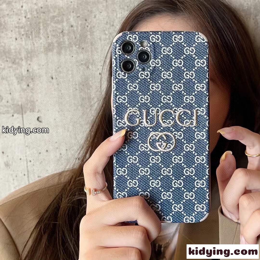 おしゃれ ロゴ 刺繍入り グッチ アイフォンケース コピー iPhone13 人気 アイフォンカバー 全面保護 耐衝撃-0