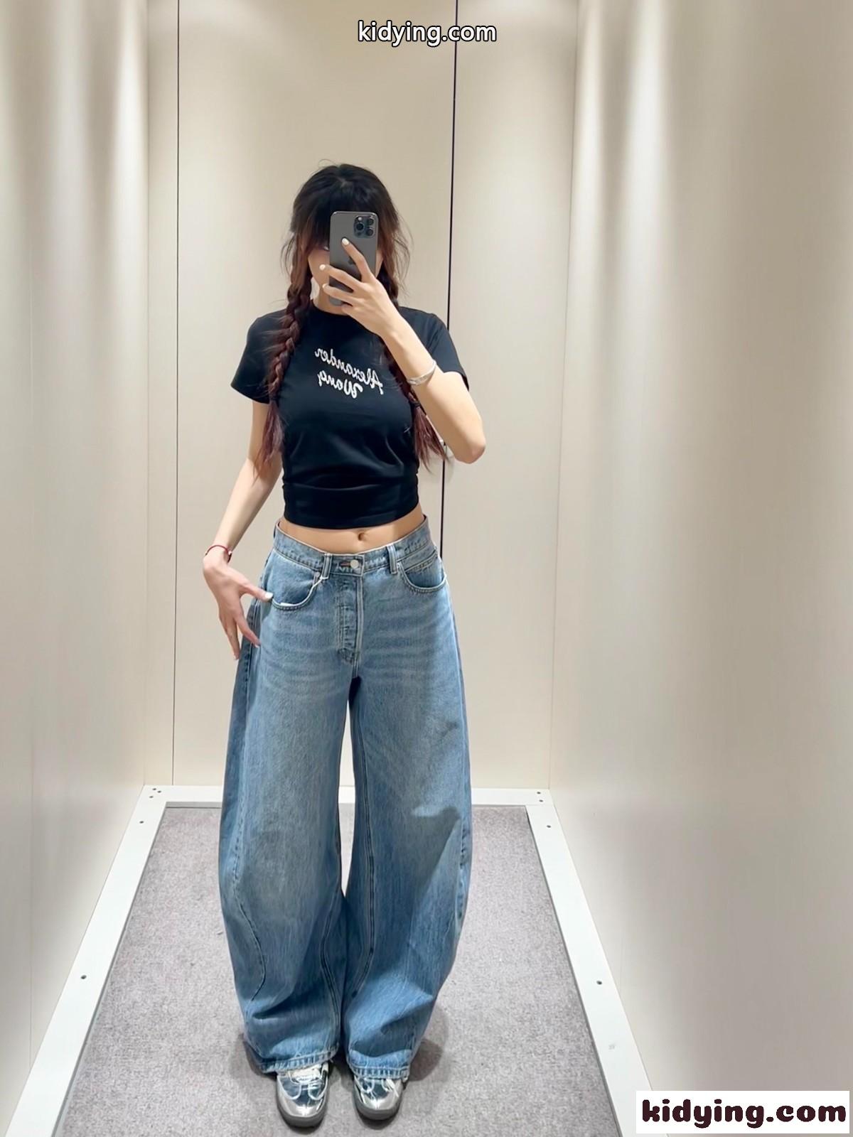 シンプル ロゴ コンパクト 半袖Tシャツ アレキサンダーワング Tシャツ コピー ブラック-3