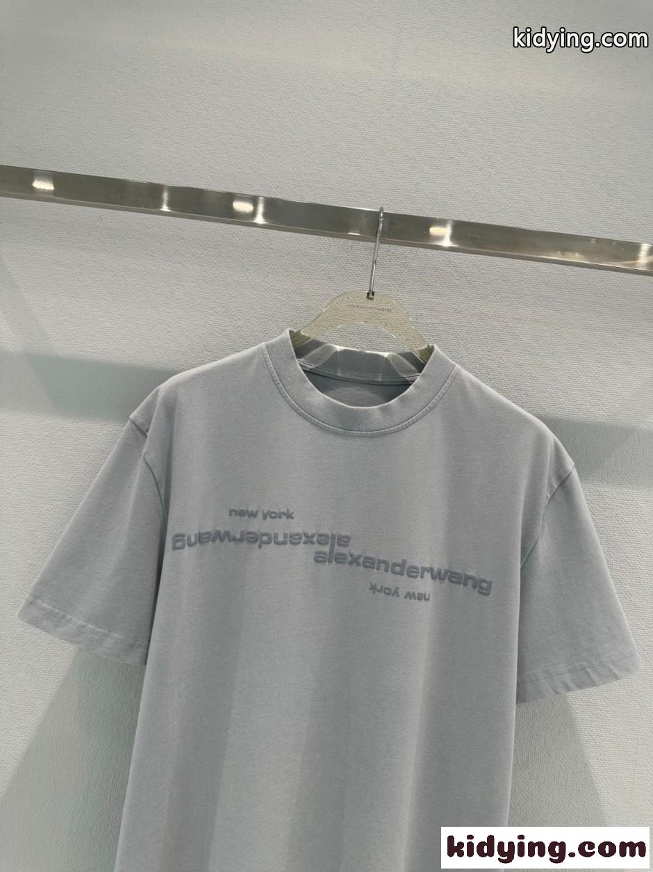 ユニセックス ロゴ入り 半袖Tシャツ アレキサンダーワング Tシャツ コピー グレー-1
