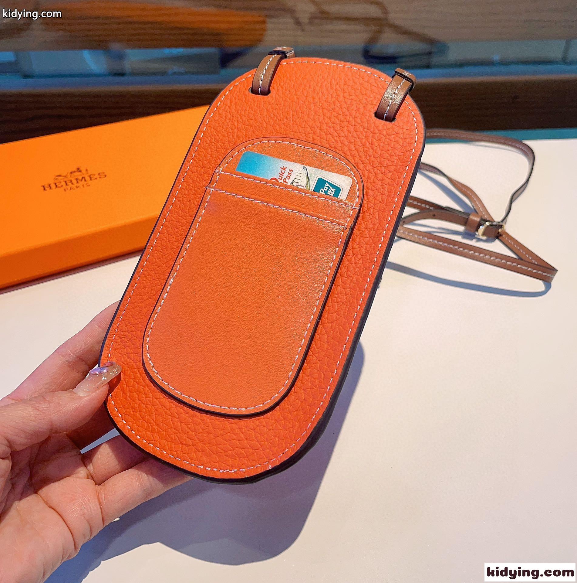 おしゃれ スマホポーチ エルメス アイフォンケース 偽物 ポシェット オレンジ-2