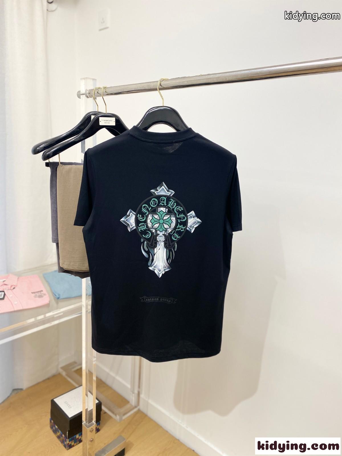 カジュアル クロムハーツ 半袖Tシャツ コピー プリント ストリート ブラック-3