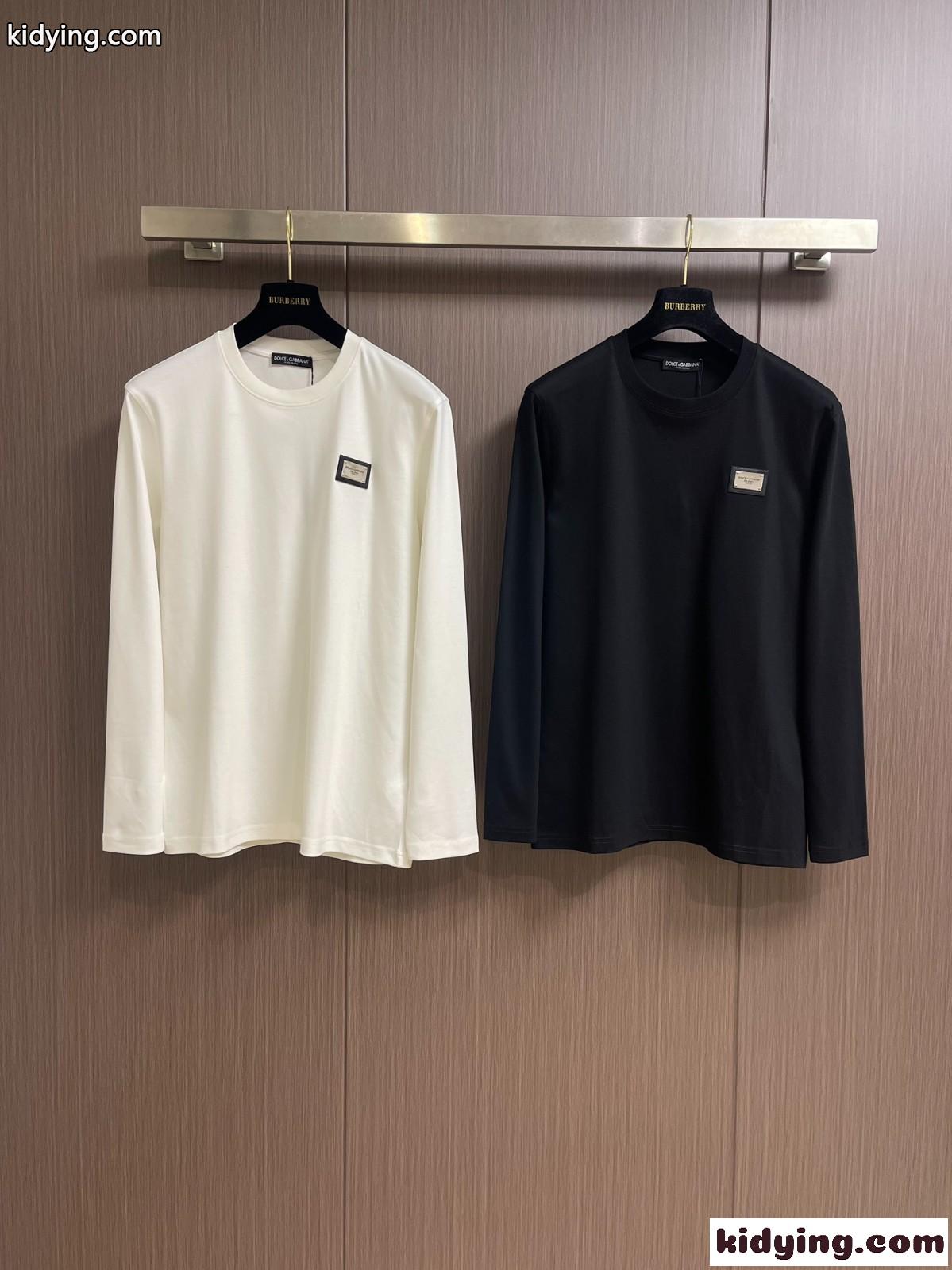 ドルチェ&ガッバーナ Tシャツ コピー カジュアル ロゴプレート コットン 長袖Tシャツ-0