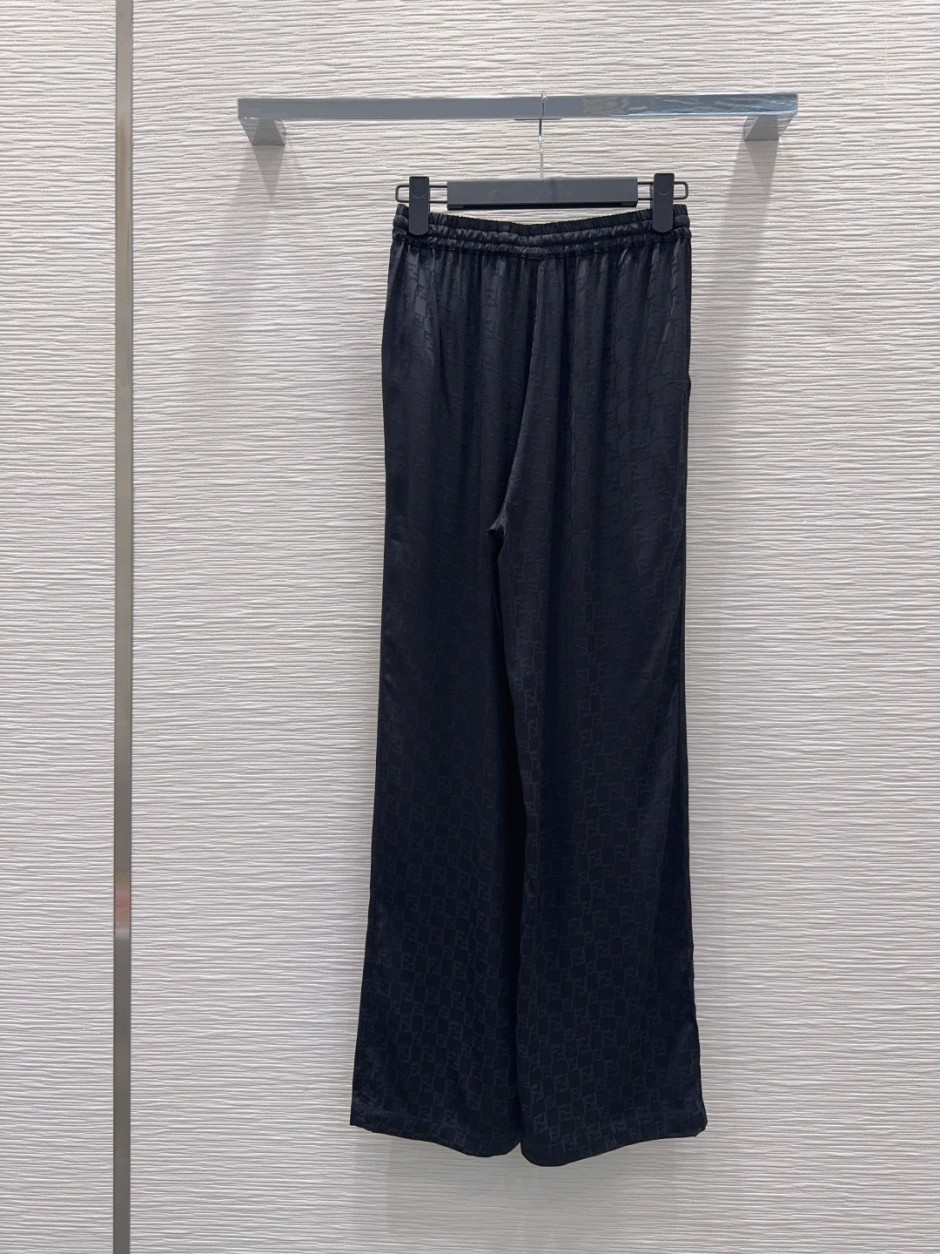 エレガント FFロゴ ジャガード ワイドパンツ フェンディ パンツ 偽物 ブラック-4
