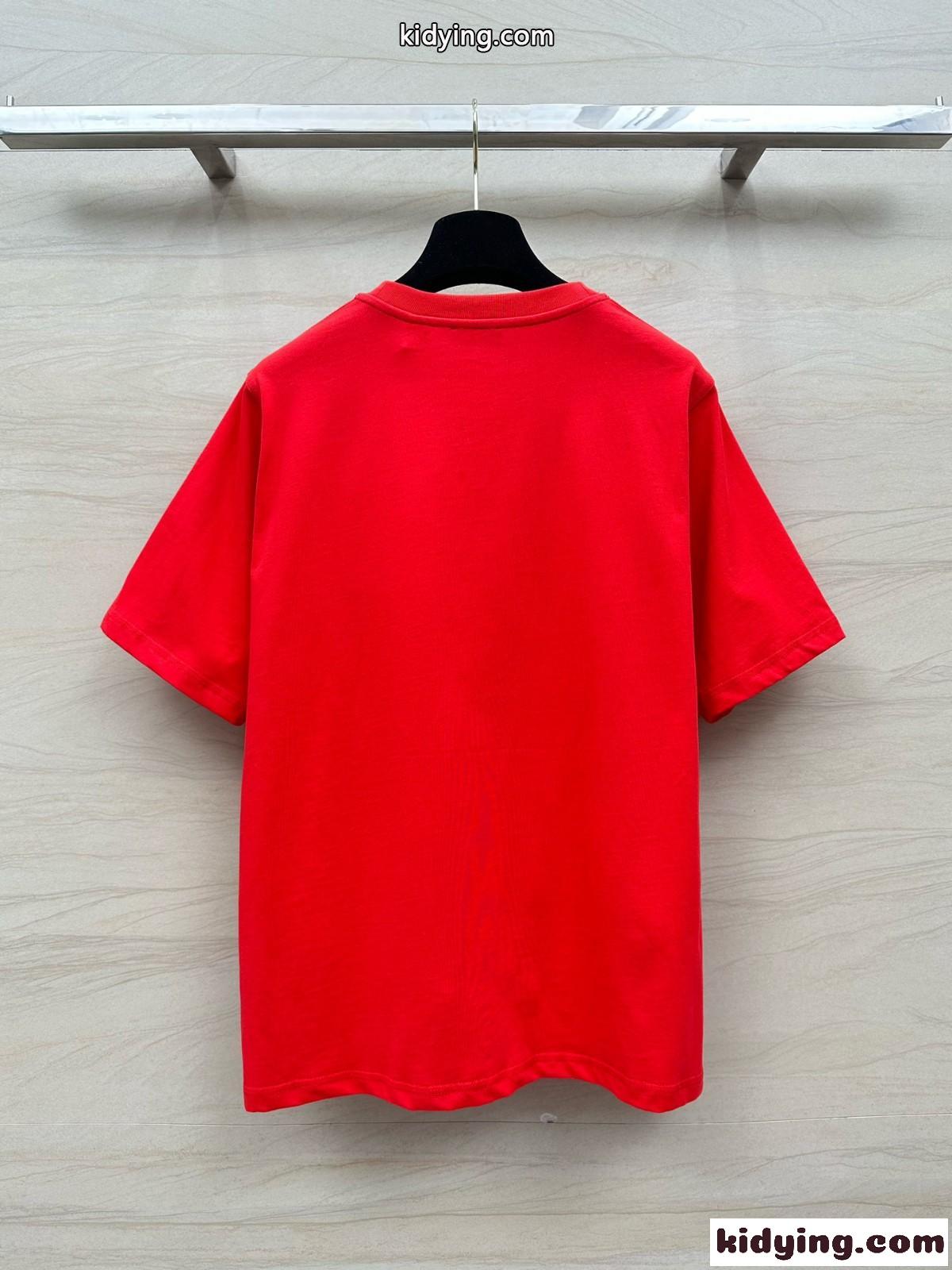 ハードウェアプリント コットンTシャツ バーバリー 半袖Tシャツ コピー クルーネック-4