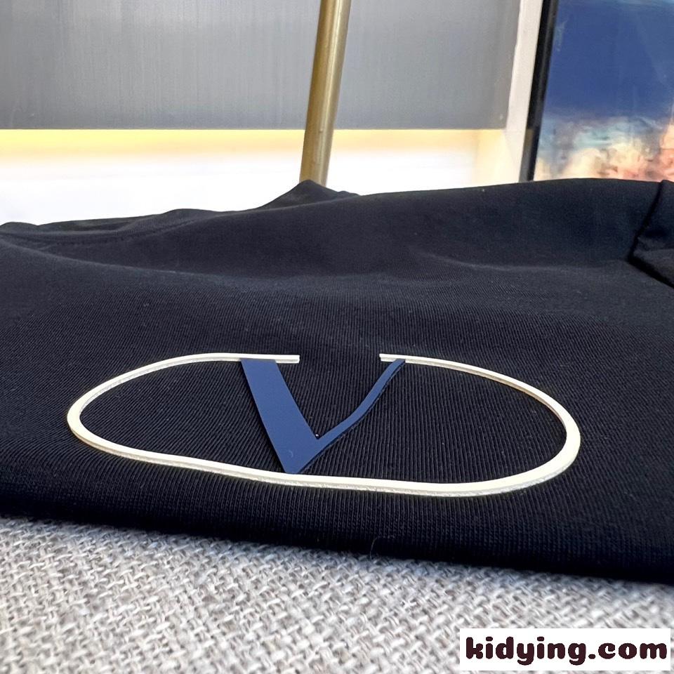 ヴァレンティノ Tシャツ コピー メンズ Vロゴ コットン 半袖Tシャツ ブラック-3