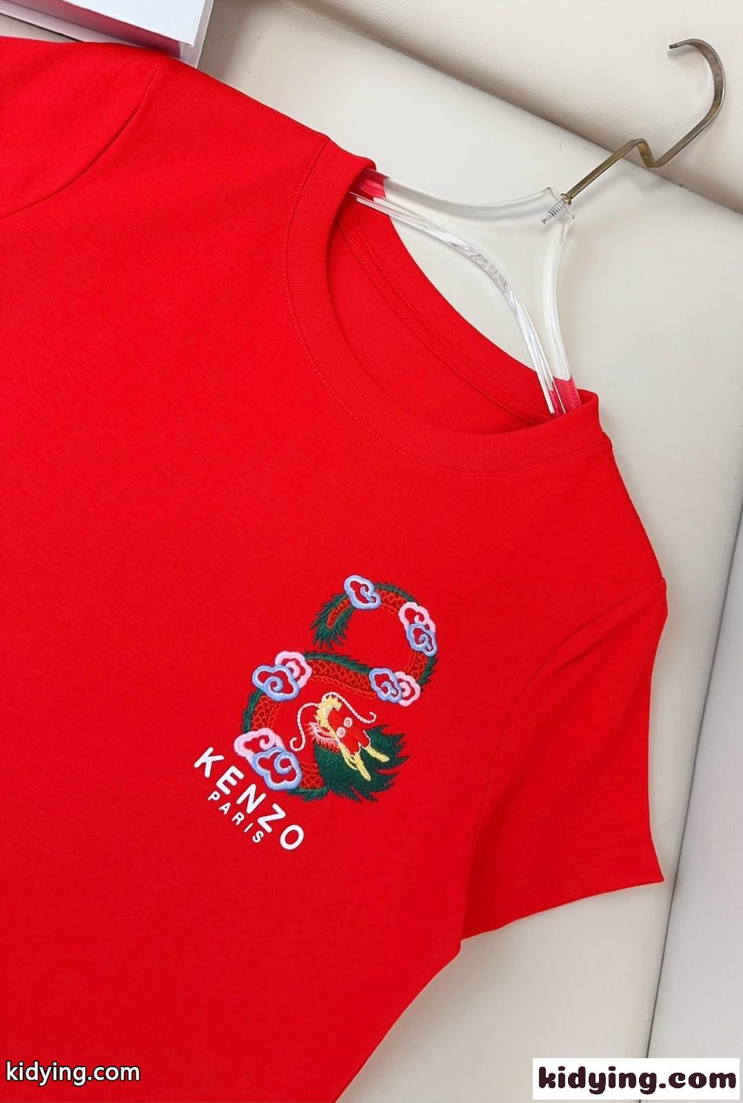 YEAR OF THE DRAGON CREST エンブロイダリー 半袖Tシャツ ケンゾー Tシャツ コピー レッド-3