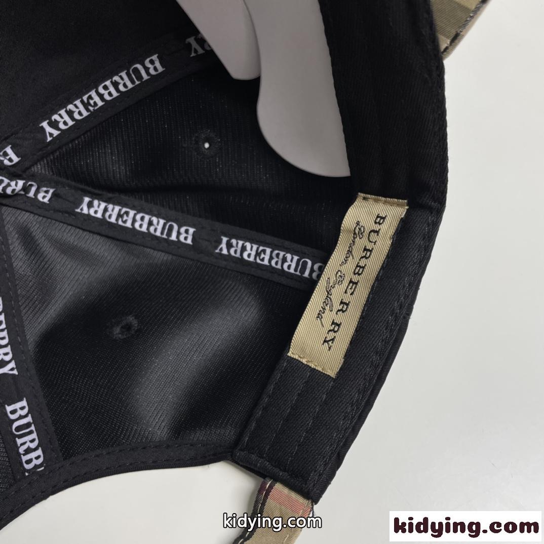 チェック柄切り替え ベースボールキャップ バーバリー キャップ 偽物 ユニセックス ブラック-2