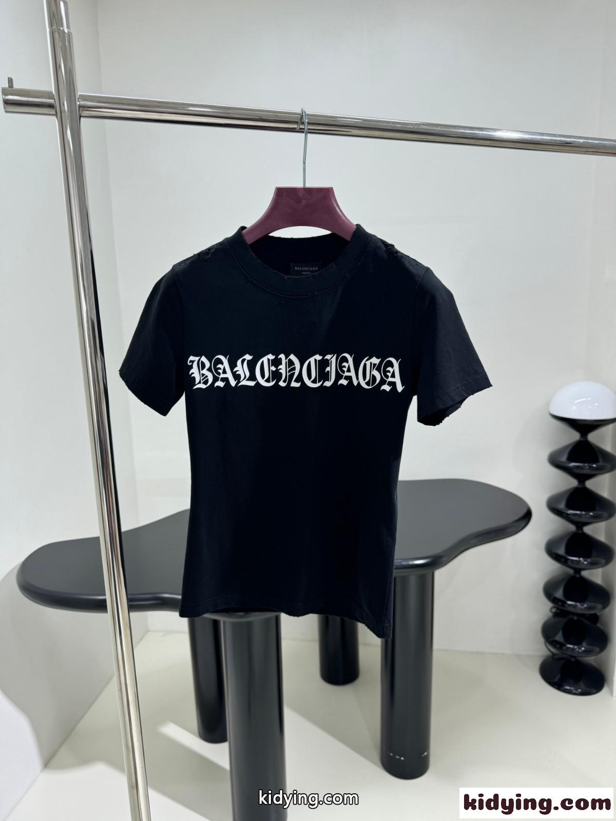 GOTHIC TYPE SHRUNK 半袖Tシャツ バレンシアガ Tシャツ コピー ブラック-0