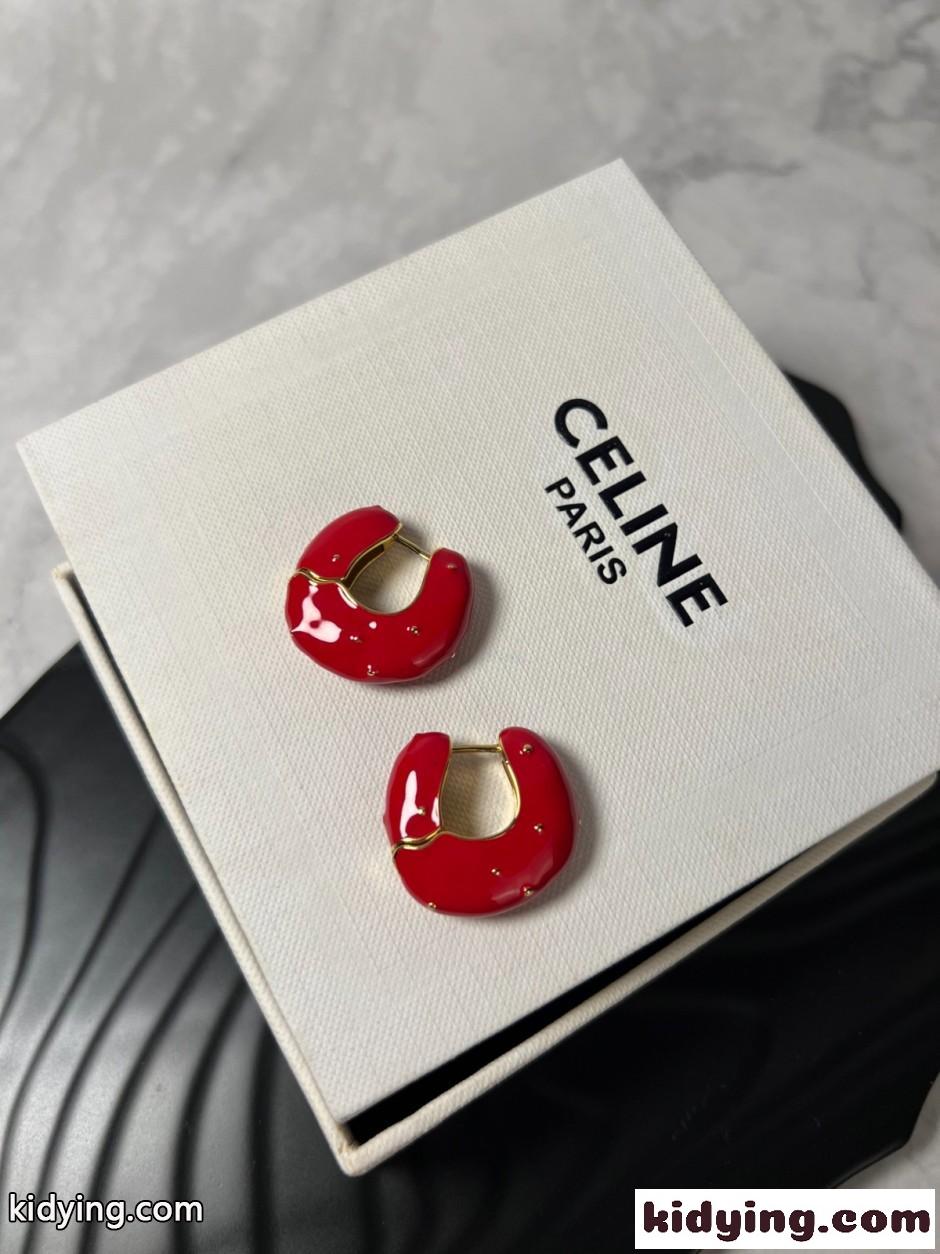 お洒落 モダン フープピアス セリーヌ イヤリング 偽物 アクセサリー-2