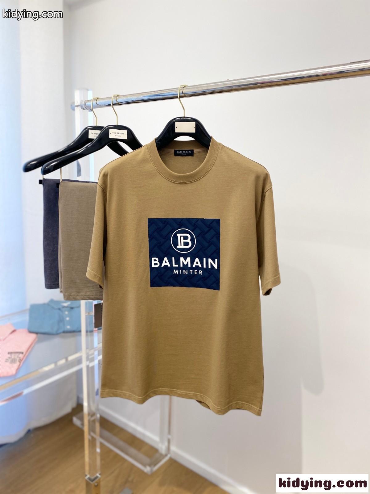 カジュアル おしゃれ クルーネック バルマン Tシャツ コピー 半袖 コットン トップス-0