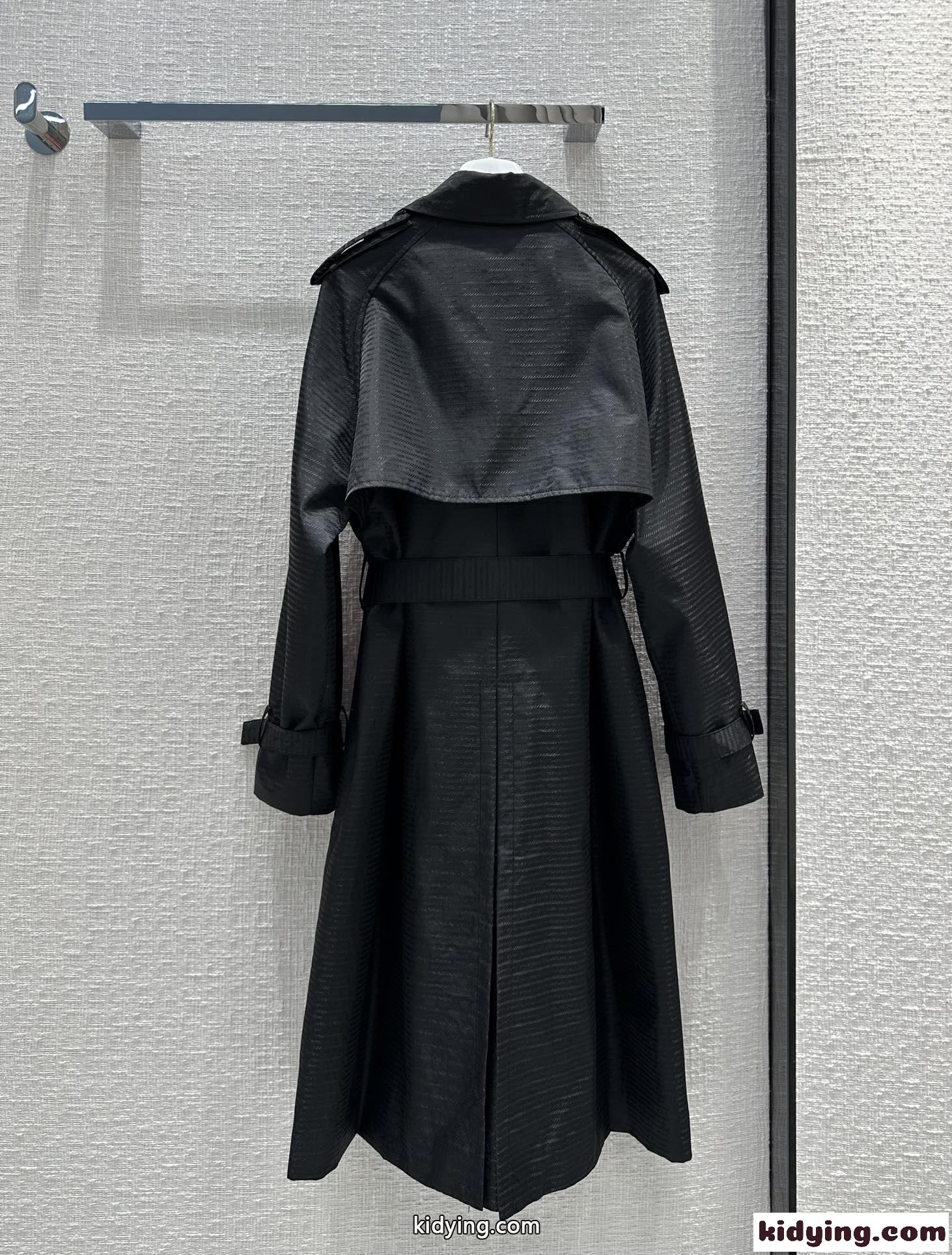 定番 ダブルブレスト ナイロン ジャガード プラダ トレンチコート コピー ロング-1
