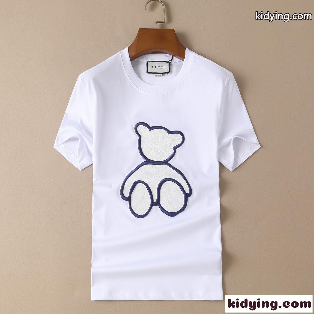 2022春夏新作 グッチ 半袖Ｔシャツ コピー ホワイト ブラック ラウンドネック プリント 可愛い-1