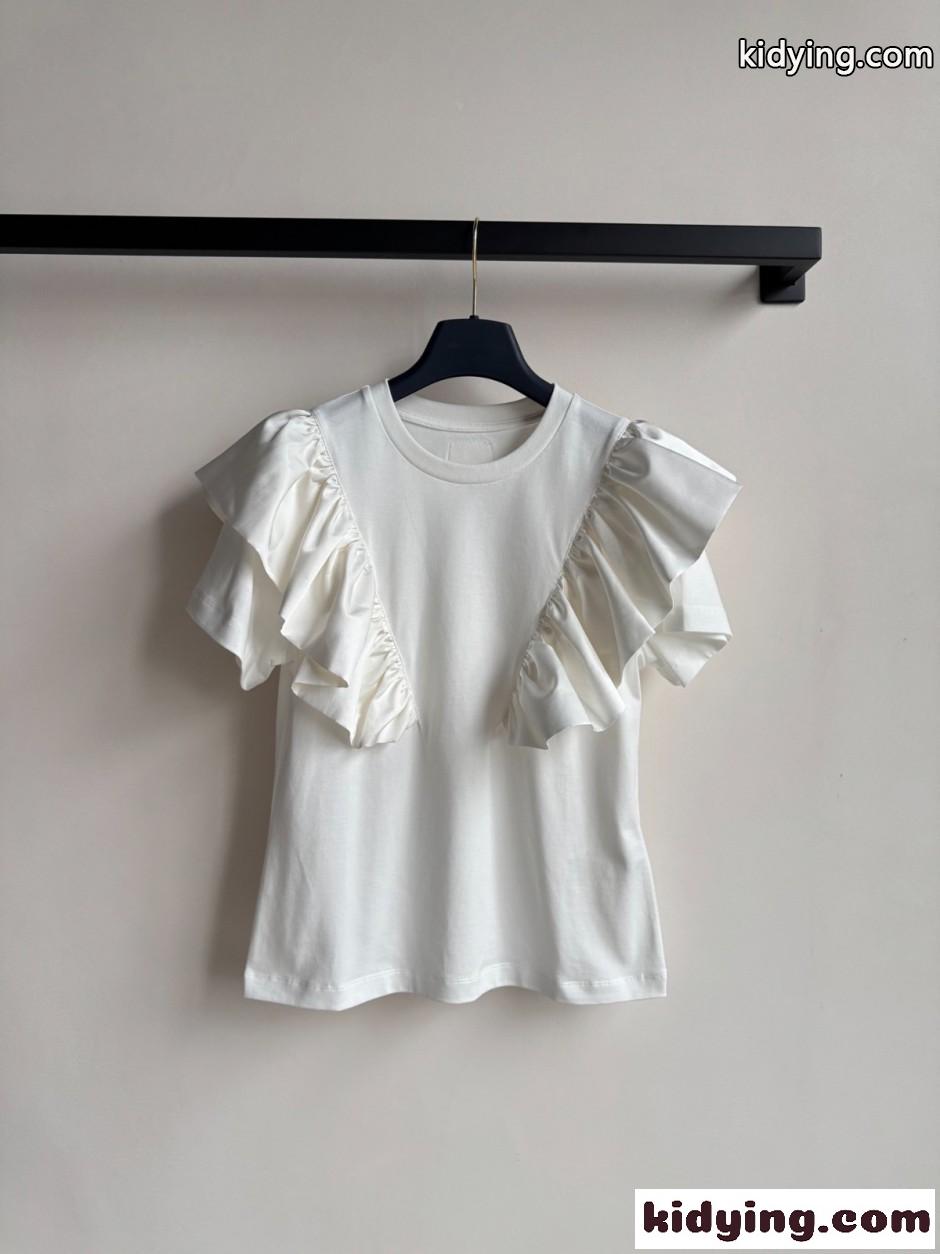 大人可愛い ラッフルトリム Tシャツ ルイ・ヴィトン 半袖Tシャツ コピー-0