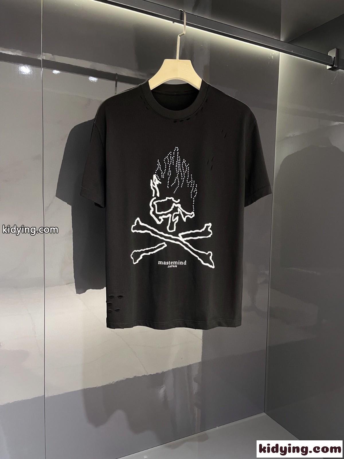 カジュアル マスターマインド・ジャパン 半袖Tシャツ コピー ファッション 目を引く 個性的 ダメージ加工 プリント-4