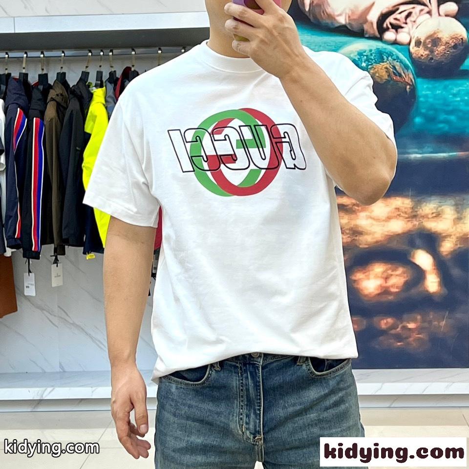 シンプル ロゴプリント 半袖Tシャツ グッチ Tシャツ コピー ホワイト-1