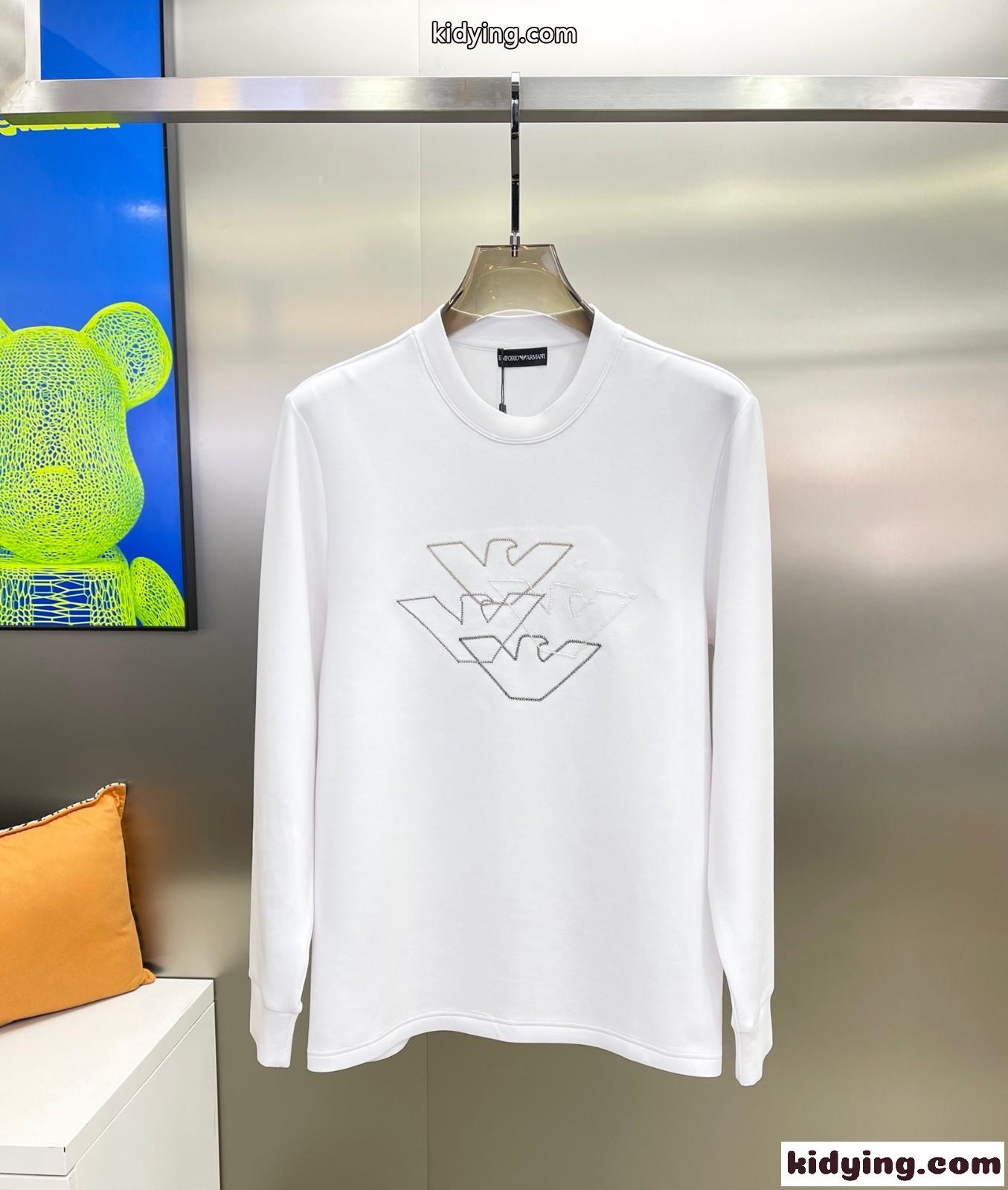 シンプル アルマーニ Tシャツ コピー 合わせやすい クルーネック 長袖Tシャツ-0