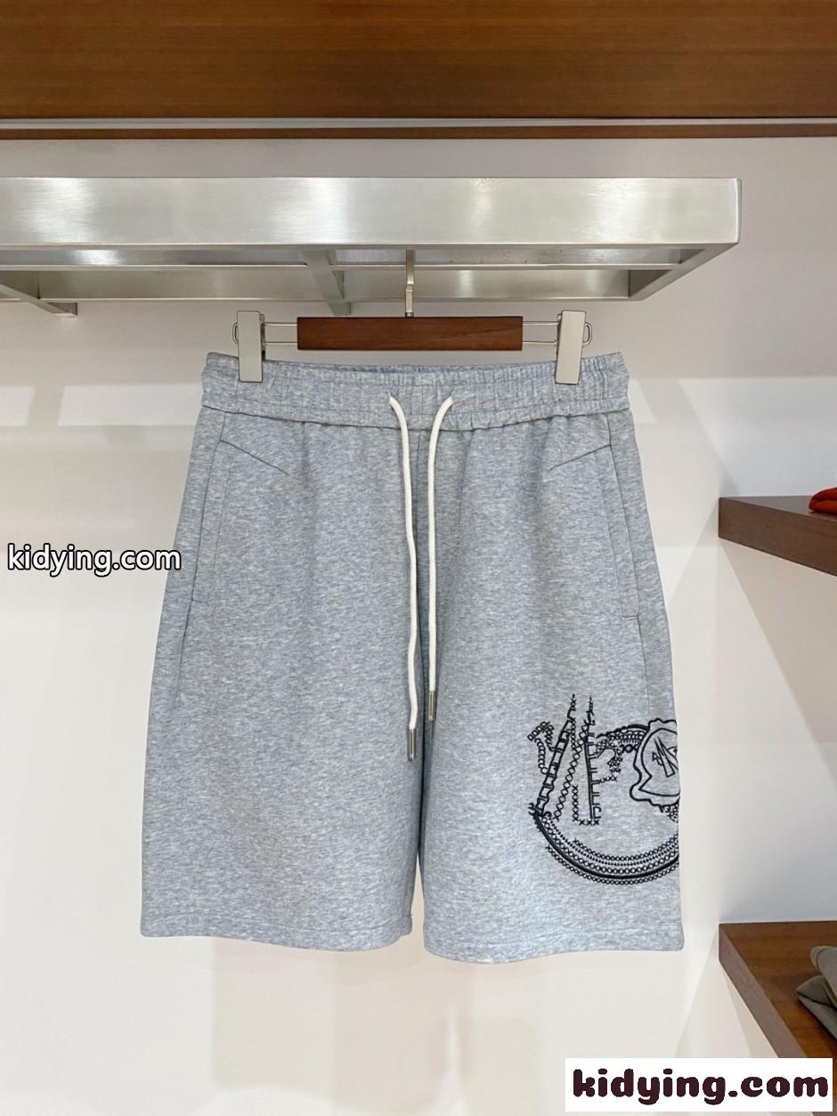 カジュアル ロゴ刺繍 ショートパンツ モンクレール パンツ 偽物 グレー-1