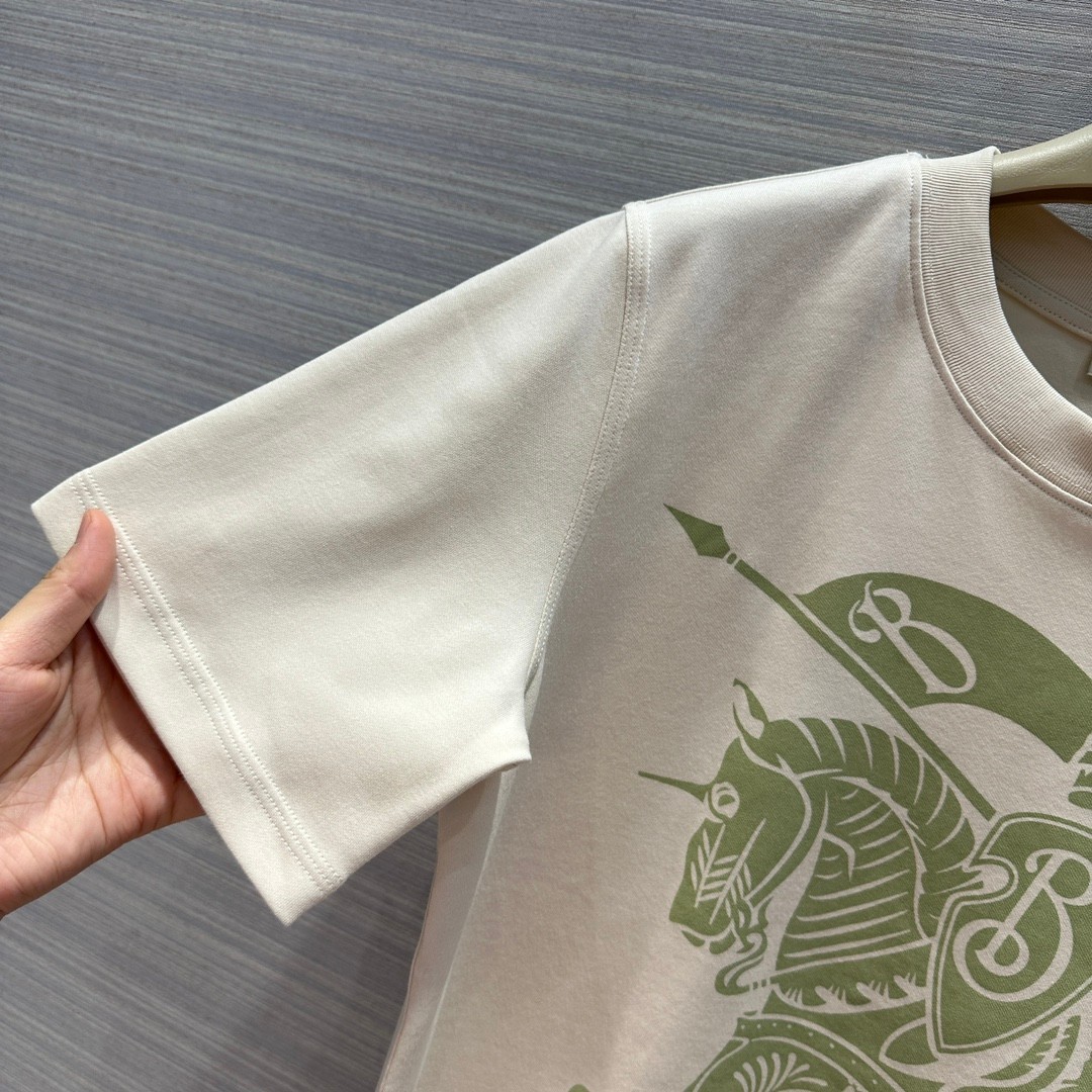 カジュアル クルーネック コットンTシャツ バーバリー 半袖Tシャツ コピー-0